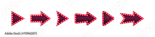 Set of retro lightbox in arrow shape. Arrow design for pointer, direction, orientation and navigation. Vector illustration photo