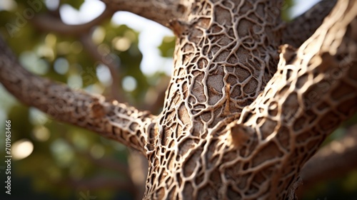 A close up of the fig trees textured bark -Generative Ai