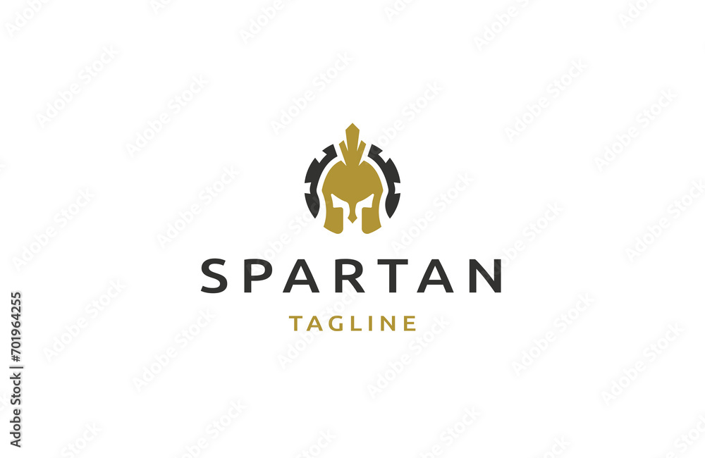 Spartan helmet logo design template flat vector Spartan helmet logo design template flat vector