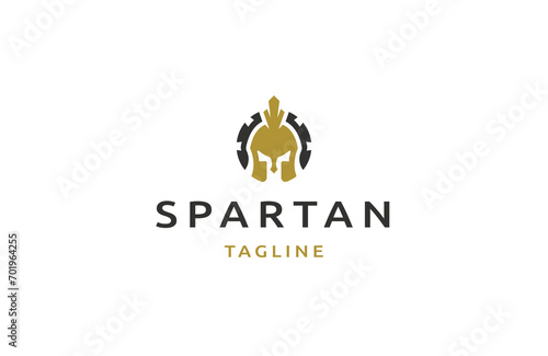 Spartan helmet logo design template flat vector