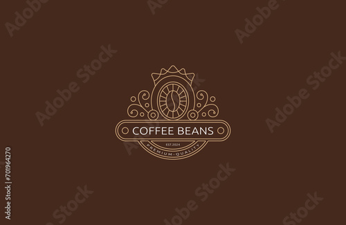  Vintage line art coffee logo design template flat vector