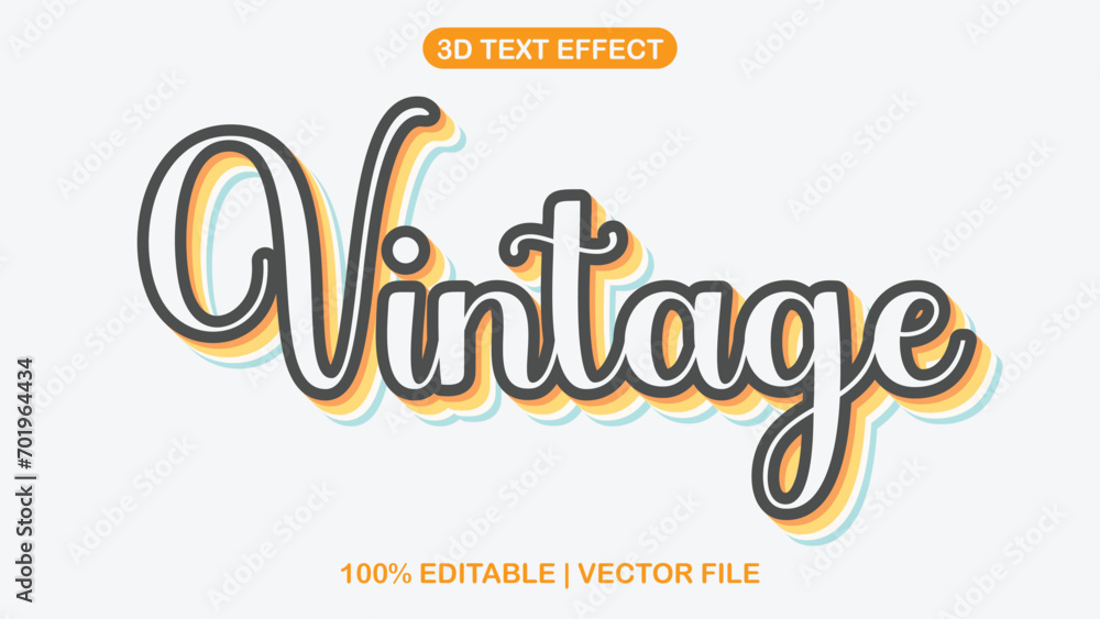 vintage editable text effect template eps vector file with white background - obrazy, fototapety, plakaty 