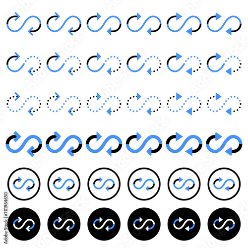 Arrow icon related to circulation and direction.
