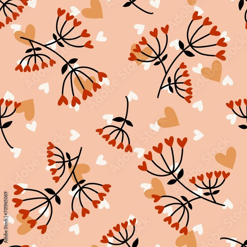 Valentines hearts seamless flower pattern for wrapping paper and fabrics and linens and kids clothes print