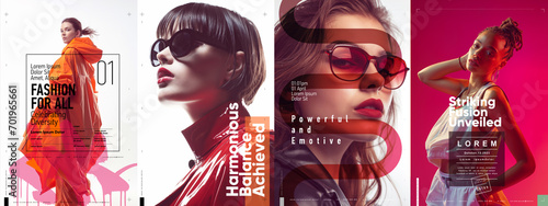 Edgy fashion poster set with bold statements on diversity and emotive, powerful imagery. photo