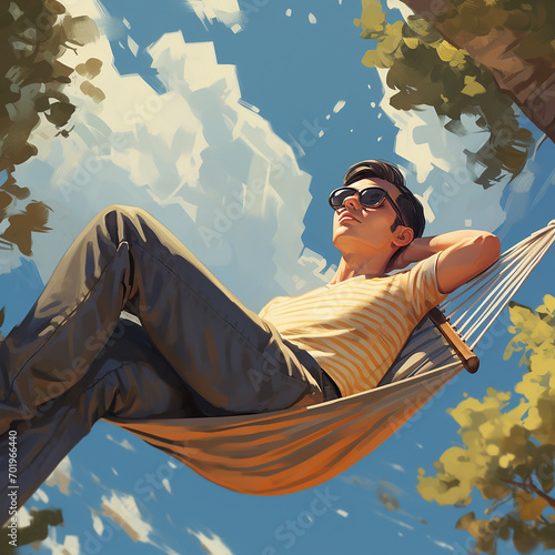 A Person in a Hammock Relaxing