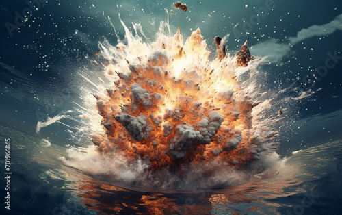 Nuclear explosion on the water surface photo