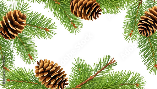 Pine cones with branch isolated on a white background