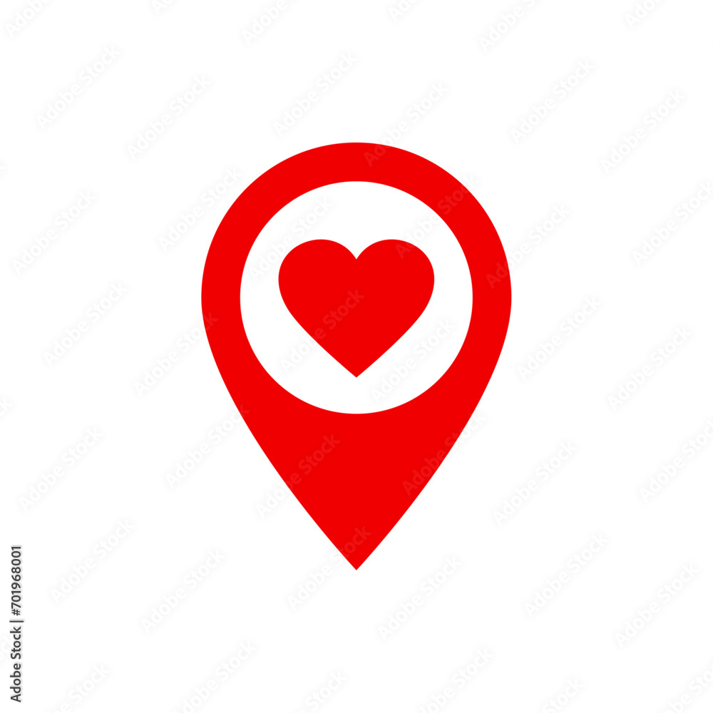Location pointer with heart icon
