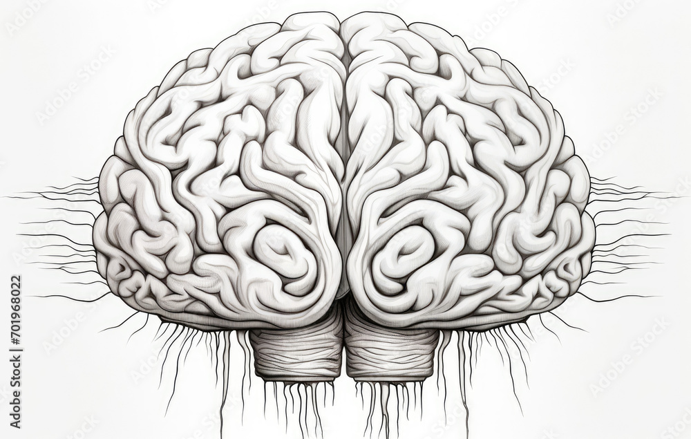 A Detailed Illustration of the Human Brain - obrazy, fototapety, plakaty 