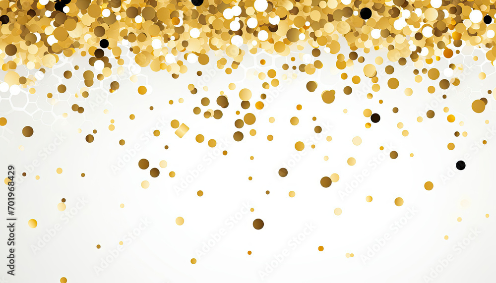White and Gold Confetti on a Clean Background