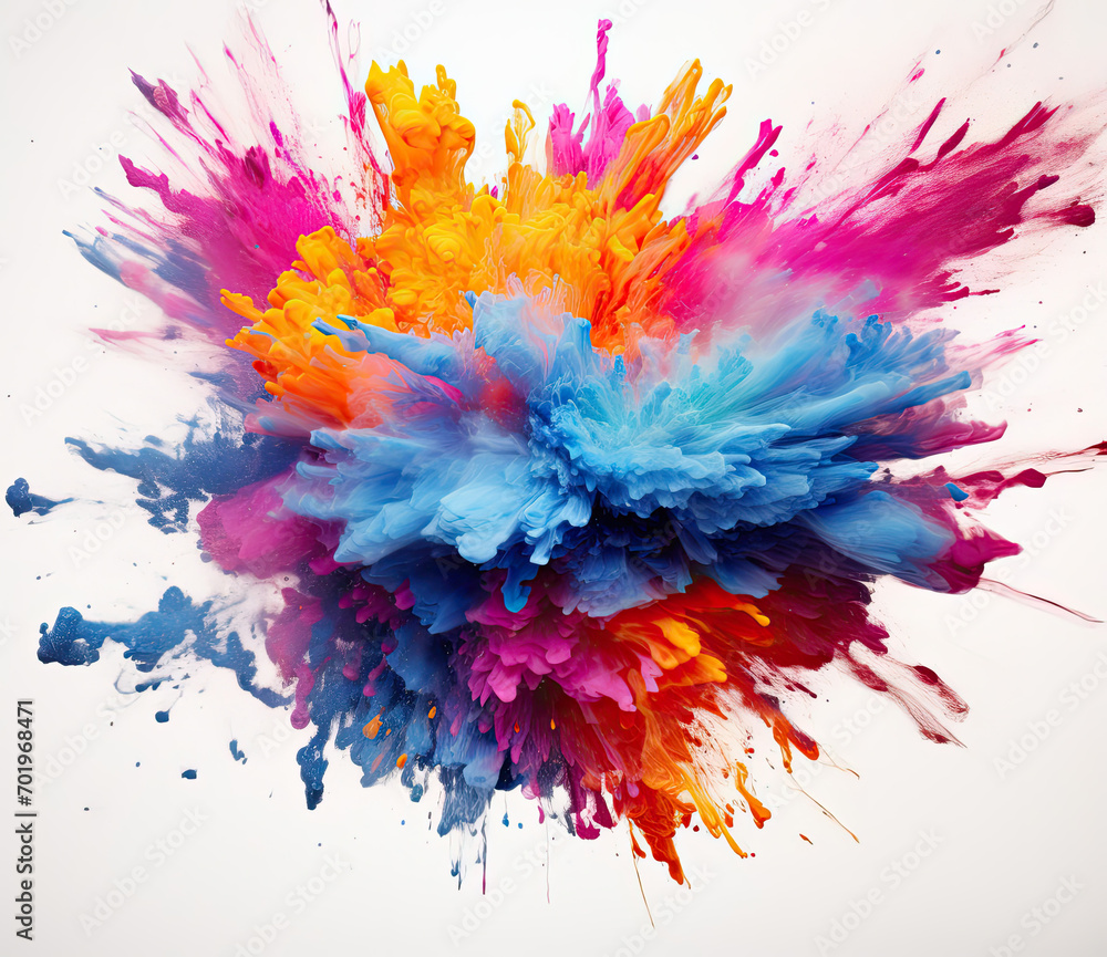 A Colorful Explosion of Paint on a White Background