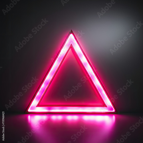 Triangle-Shaped Neon Sign on a Black Background