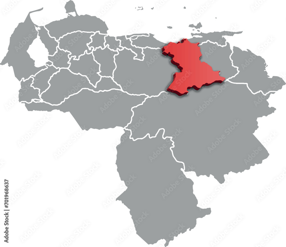 ANZOATEGUI DEPARTMENT MAP PROVINCE OF VENEZUELA 3D ISOMETRIC MAP