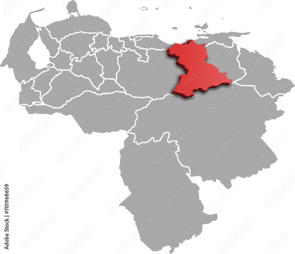 ANZOATEGUI DEPARTMENT MAP PROVINCE OF VENEZUELA 3D ISOMETRIC MAP
