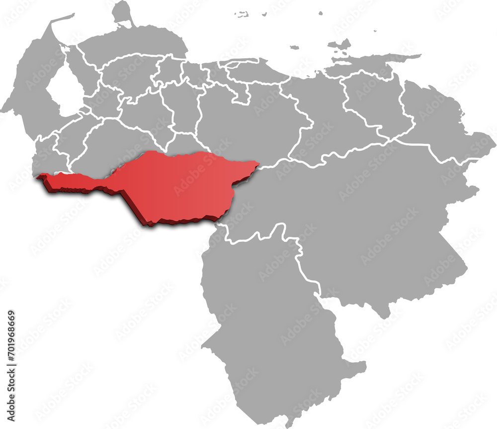 APURE DEPARTMENT MAP PROVINCE OF VENEZUELA 3D ISOMETRIC MAP