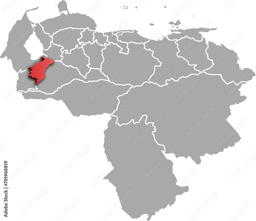 MERIDA DEPARTMENT MAP PROVINCE OF VENEZUELA 3D ISOMETRIC MAP