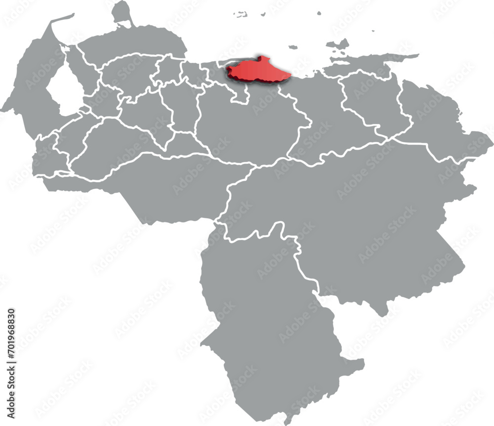 MIRANDA DEPARTMENT MAP PROVINCE OF VENEZUELA 3D ISOMETRIC MAP