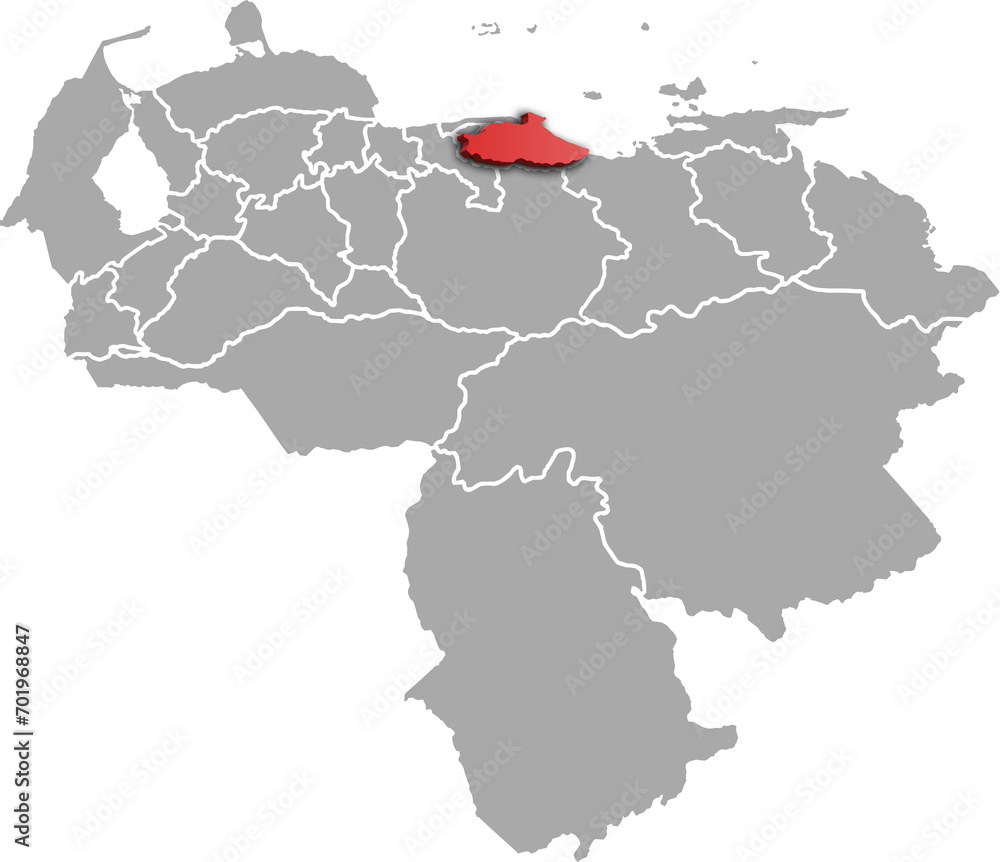 MIRANDA DEPARTMENT MAP PROVINCE OF VENEZUELA 3D ISOMETRIC MAP