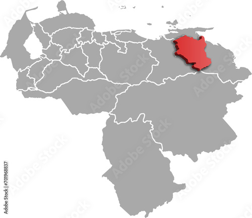 MONAGAS DEPARTMENT MAP PROVINCE OF VENEZUELA 3D ISOMETRIC MAP