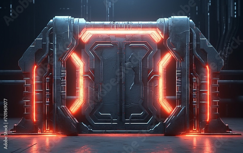 Glowing futuristic gate