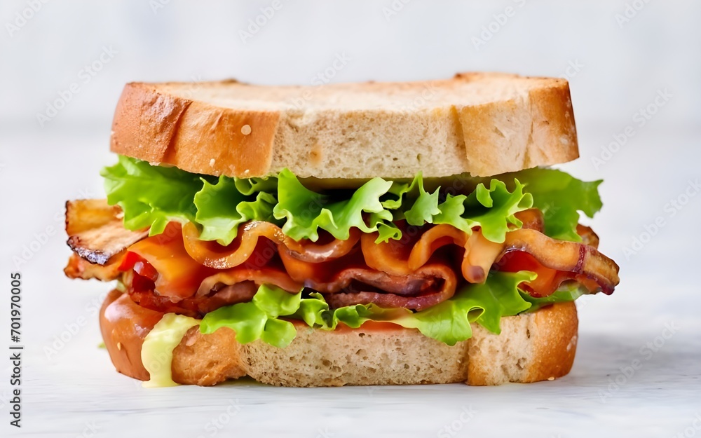 BLT (bacon, lettuce, and tomato) sandwitch in white background