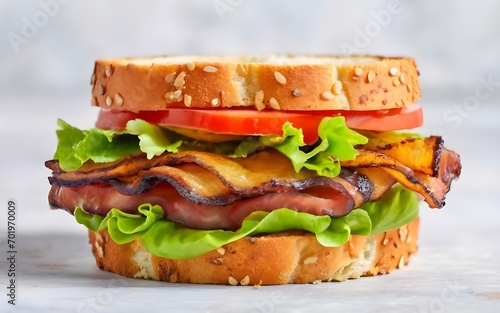 BLT (bacon, lettuce, and tomato) sandwitch in white background