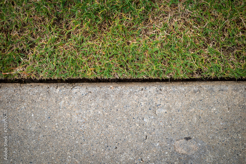straight edge between sidewalk and grass