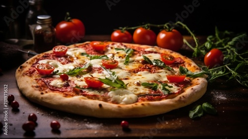 pizza with tomatoes and mozzarella
