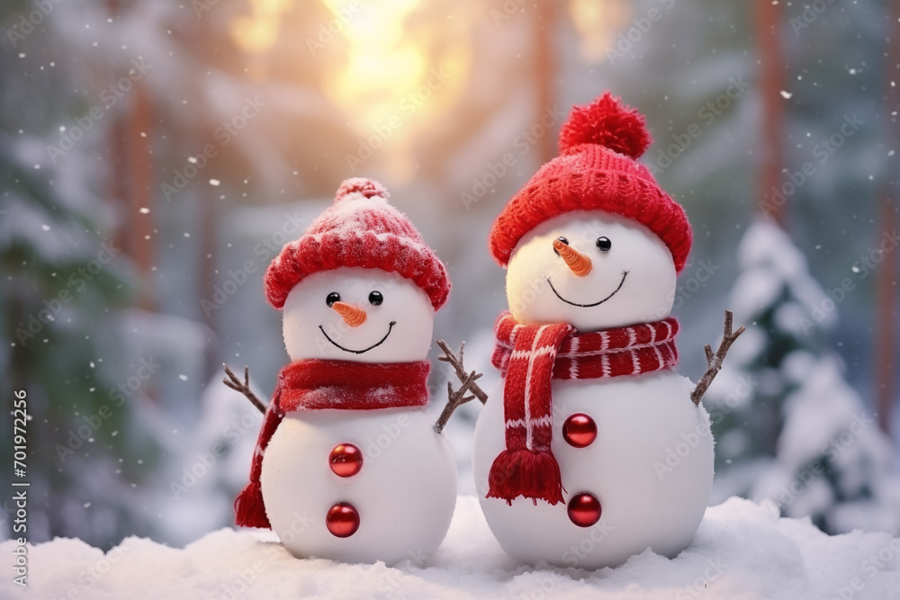 Cheerful Snowmen in Winter Wonderland
