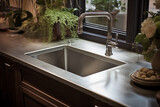 Elegant Kitchen Sink Amidst Lush Greenery and Modern Decor