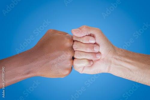 Greeting in Blue: A Fist Bump Moment