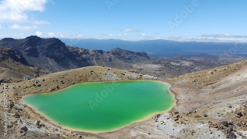 New Zealand volcano Tongariro Crossing green lake