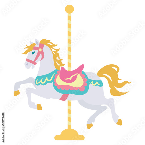 Beautiful carousel horse vector cartoon illustration