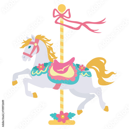 Beautiful carousel horse vector cartoon illustration