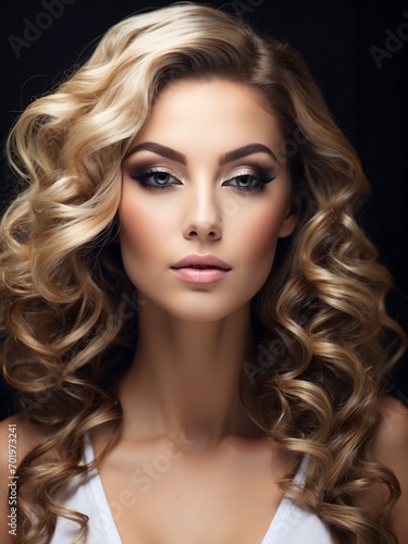 Wallpaper Mural Beautiful glamour blonde woman isolated on black background with make up for advertising in spa beauty salon Torontodigital.ca