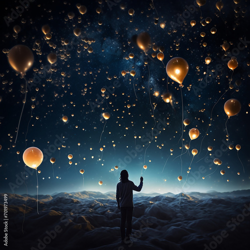 Releasing Balloons into the Night Sky