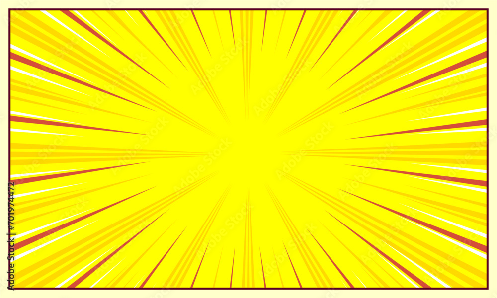 Fototapeta premium Comic zoom yellow background. cartoon illustration style