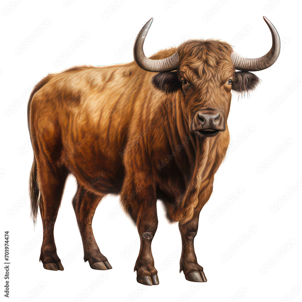 Ox isolated on white created with Generative AI Ox isolated on white created with Generative AI
