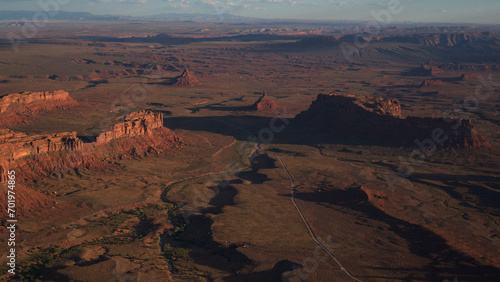 Aerial view of red rock formation