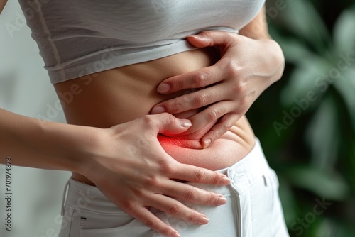 Wallpaper Mural Health Challenges: A Woman Experiencing Acute Belly Pain, Navigating Menstrual Cramps, Gynecological Issues, and Digestive Concerns, Highlighting the Complex Interplay of Health, Nutrition, and Well-b Torontodigital.ca