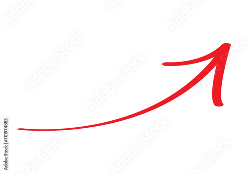 Icono de flecha roja en fondo blanco. photo