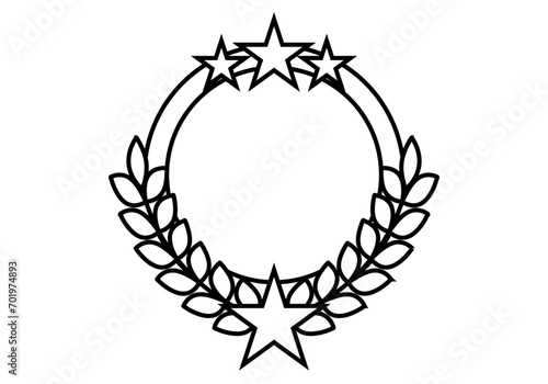 Icono negro de medalla o emblema.