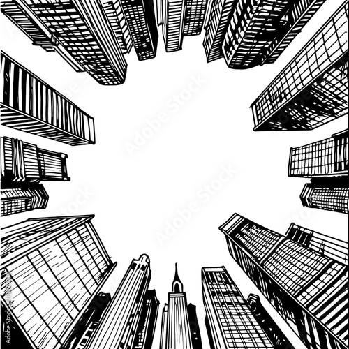 City sketch one point perspective