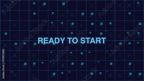 Ready To Start Blue Text On Seamless Loop Background photo