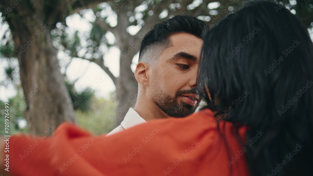Passionate street dancers moving sensually in park close up. Couple performing Passionate street dancers moving sensually in park close up. Couple performing