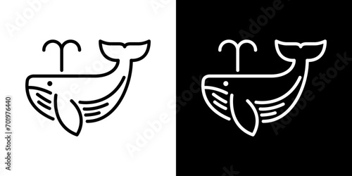 潮を吹くクジラのアイコン