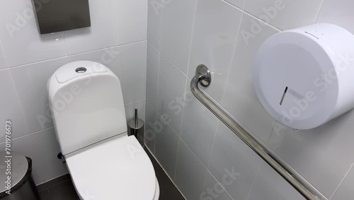 Public inclusive toilet (WC) in a clinic or hospital for people with disabilities photo