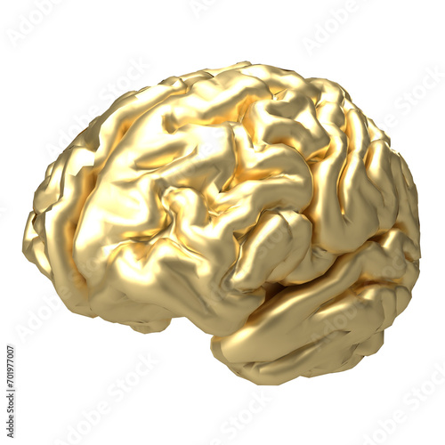 The golden brain for creative concept 3d rendering.