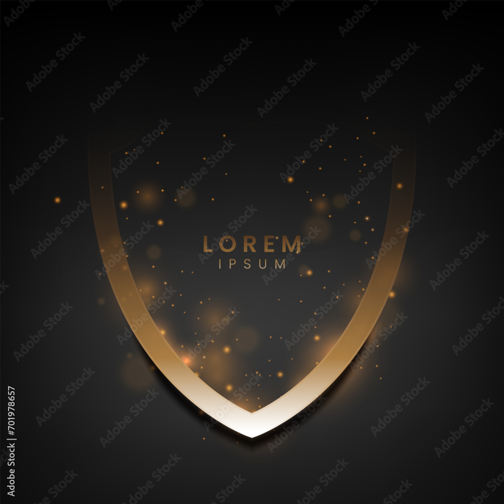 Fototapeta premium Golden Badge Frame with Sparks on Dark Background, Vector Illustration